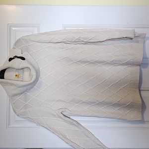 Sweater long cowl nech style leather accent